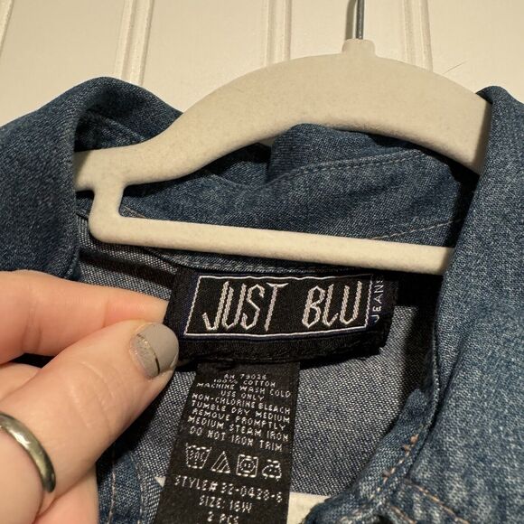 Vintage Denim Patchwork Western Shirt Star Studs Frayed Short Sleeve Size XL - Picture 6 of 8